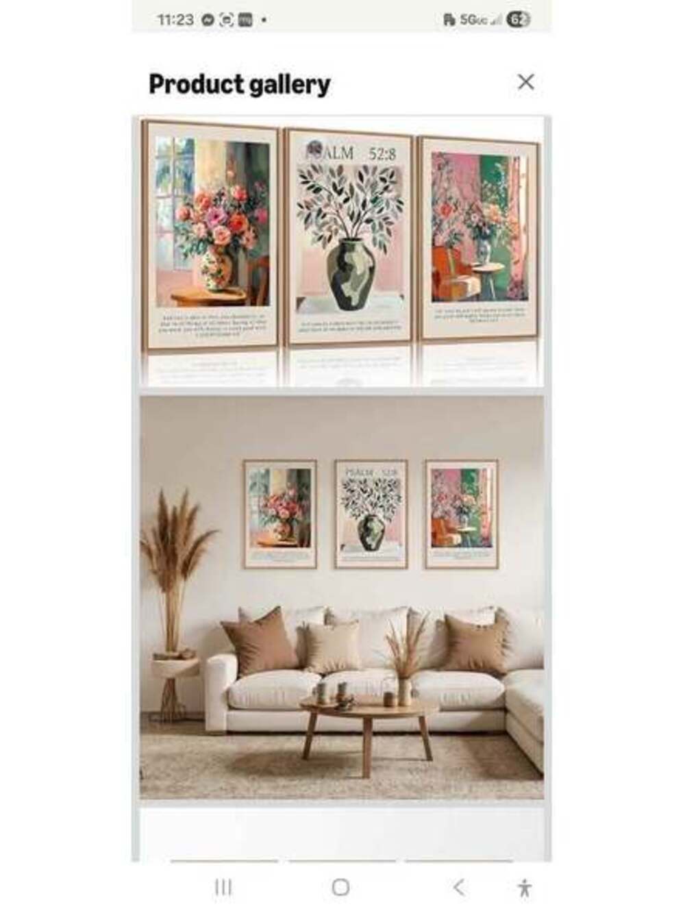 Set of 3 Framed Scripture Floral Wall Art
